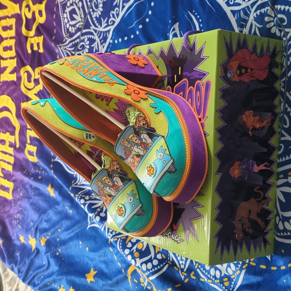 Irregular Choice Scooby-Doo Heels in Purple, Yellow, and Teal